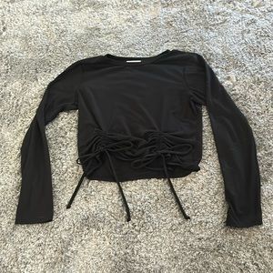 Large Black Longsleeve Crop Top